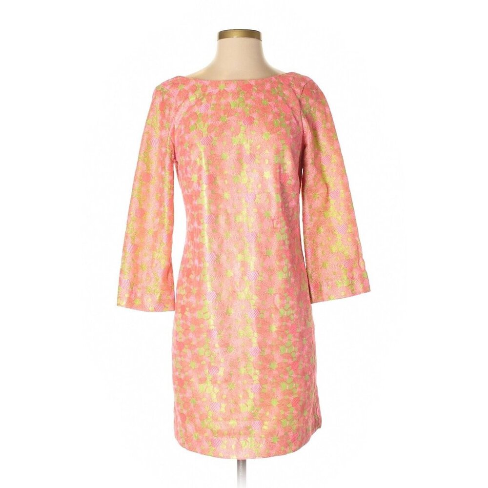 Women Lilly Pulitzer Mandy Embroidery Lace Metallic Tunic Dress Size 2